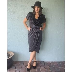 Vintage DQ Sophisticates  1980's cowl neck black dress size 9/10